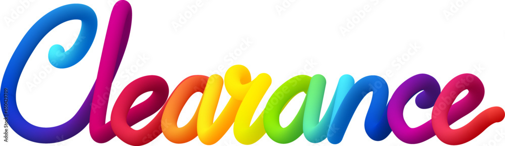 Clearance fluid 3d twist text made of blended colorful circles. Clearance fluid 3d twist text made of blended colorful circles.
