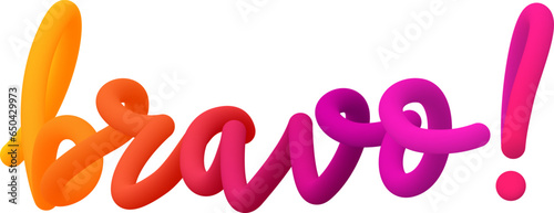 Bravo fluid 3d twist text made of blended colorful circles.
