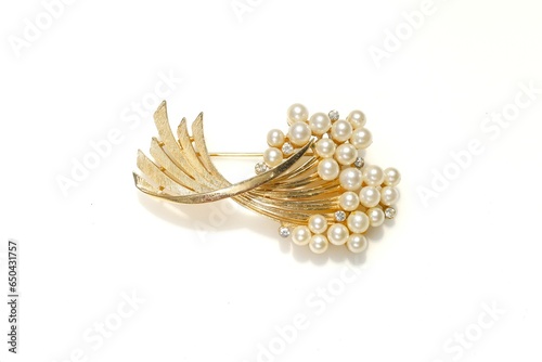 Vintage brooch pin with faux pearls costume jewelry fashion accessory great gift