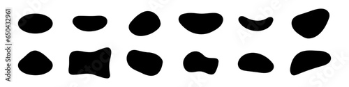 Set of black abstract liquid shapes. Abstract round icons for design. Vector illustration isolated on white background.