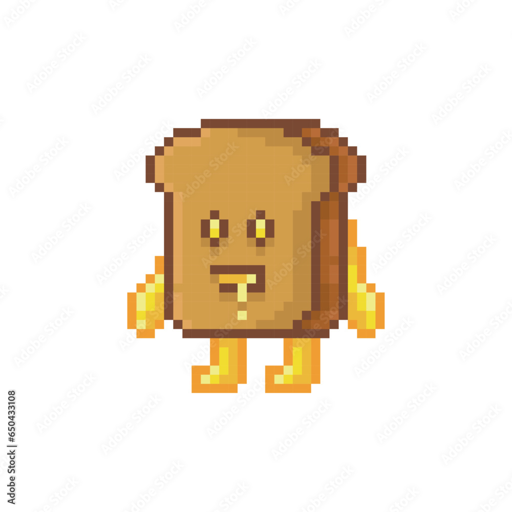 Bread character, pixel art monster