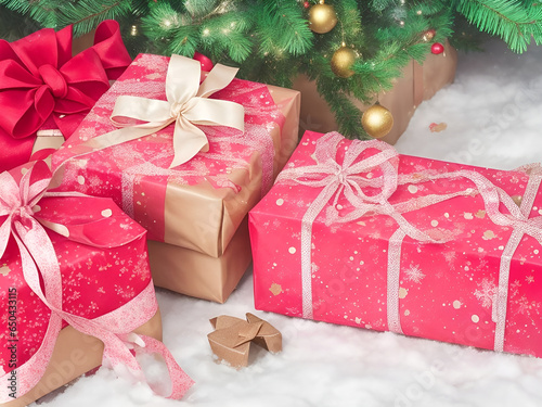 Pink Christmas gift boxes