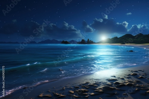 Bioluminescent Night  8K Hyper-Realistic Beachscape 