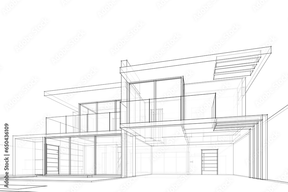 House building sketch 3d rendering 