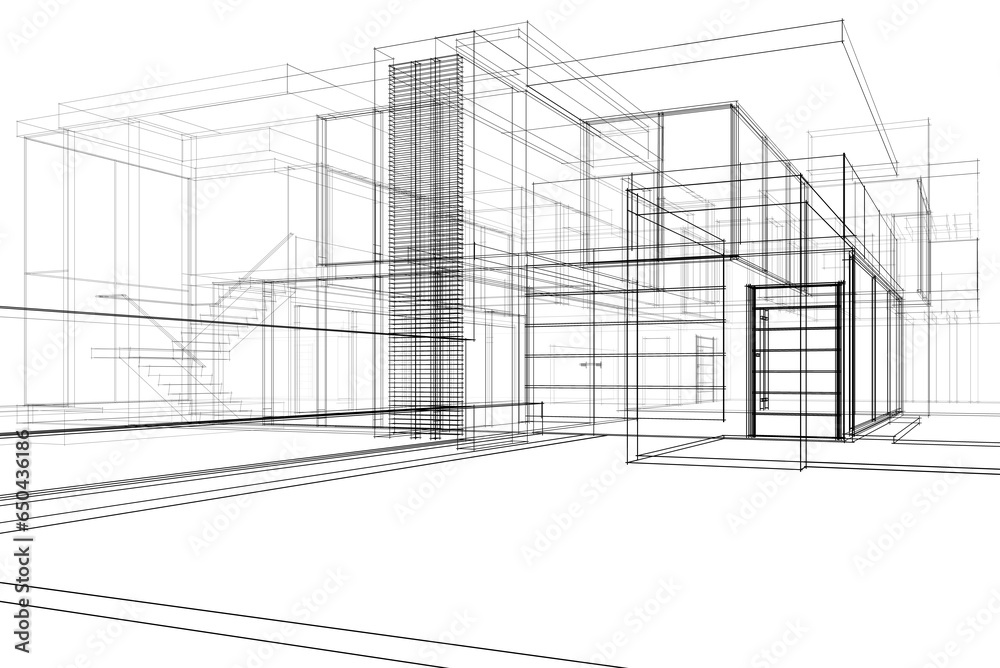 House building sketch 3d rendering House building sketch 3d rendering