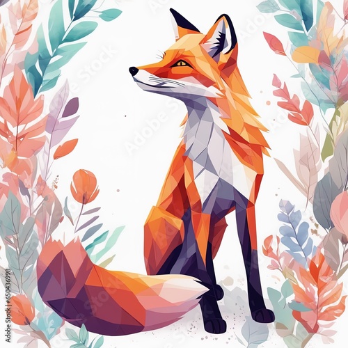 vector illustration of a fox in the forest vector illustration of a fox in the forestfox in the forest. fox in the forest photo