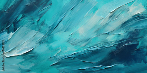 Oil paint texture background, abstract blue green paintbrush strokes
