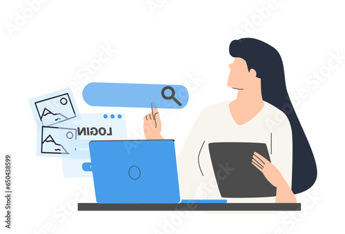People surfing internet, searching and finding information online. Men and women users looking for smth in networks