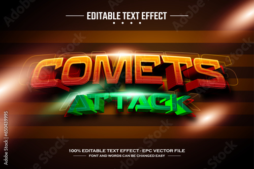 Comets attack 3D editable text effect template