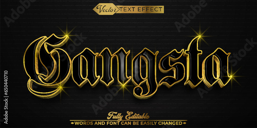 Black and Golden Gangsta Vector Editable Text Effect Template