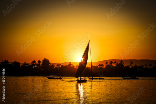 Sailboat at Sunset on Nile River Egypt