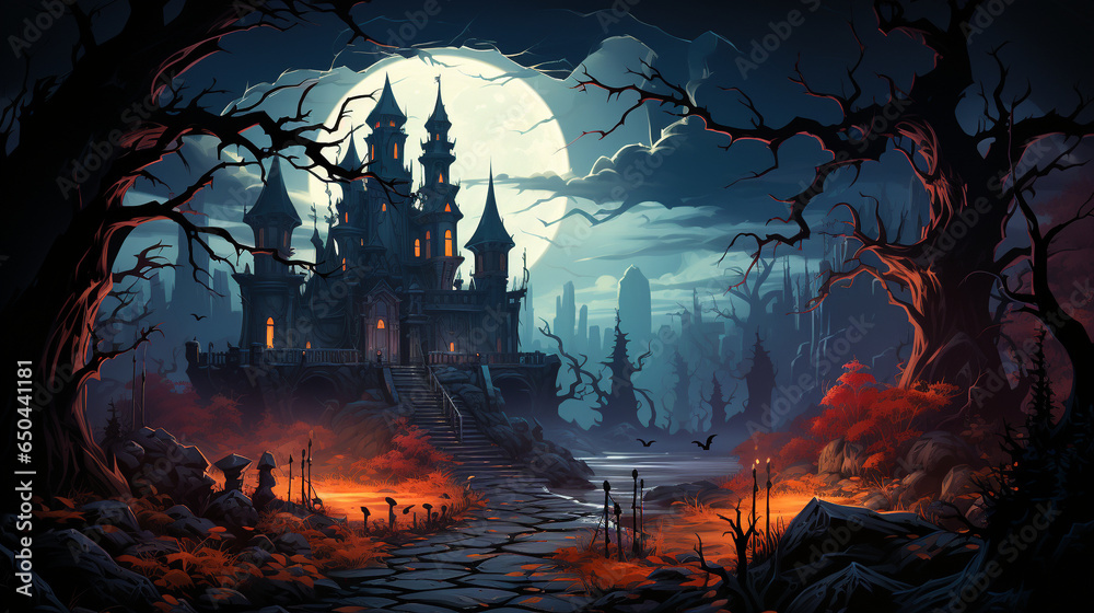Halloween background, creepy landscape, spooky background