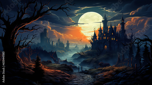 Halloween background  creepy landscape  spooky background