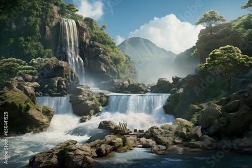Chronicles of Time: 8K Hyper-Realism in Cascading Waterfall 