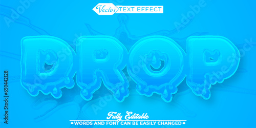 Cartoon Blue Water Drop Vector Editable Text Effect Template