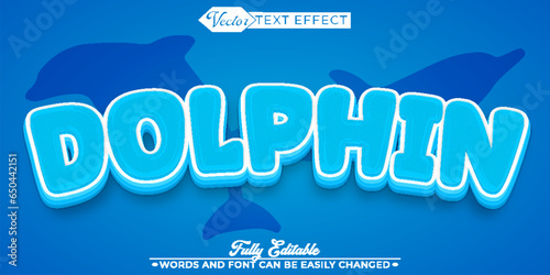 Cartoon Blue Aqua Dolphin Vector Editable Text Effect Template