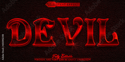 Red Horror Devil Vector Editable Text Effect Template