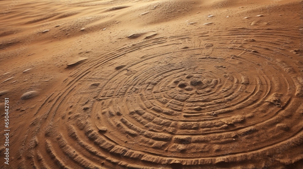 Naklejka premium Mysterious swirling patterns etched into the dusty surface, resembling the traces of a forgotten alien civilization. Mod3f