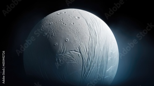 Saturns mesmerizing moon, Enceladus, unfolds its hidden secrets through this exquisite portrayal of icy plumes soaring skywards, offering breathtaking glimpses of the moons ancient, Mod3f photo