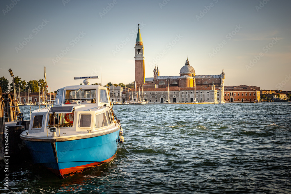 Boat Docked at Grand Canal of Venice Italy