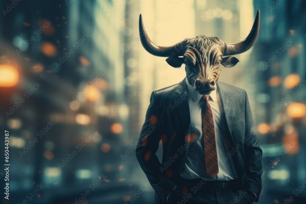 Bullish Triumph: Conquering the Stock Market
 - obrazy, fototapety, plakaty 
