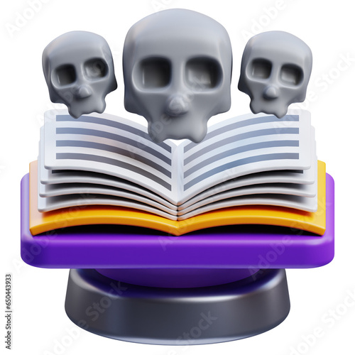 3d render illustration of spell book, halloween, halloween party