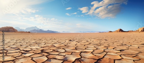 Global warming concept depicted through a dry desert panorama