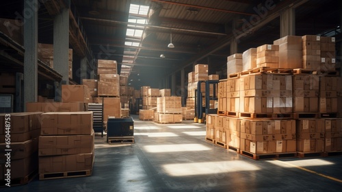 A warehouse full of boxes and pallets. © Justin Eaton