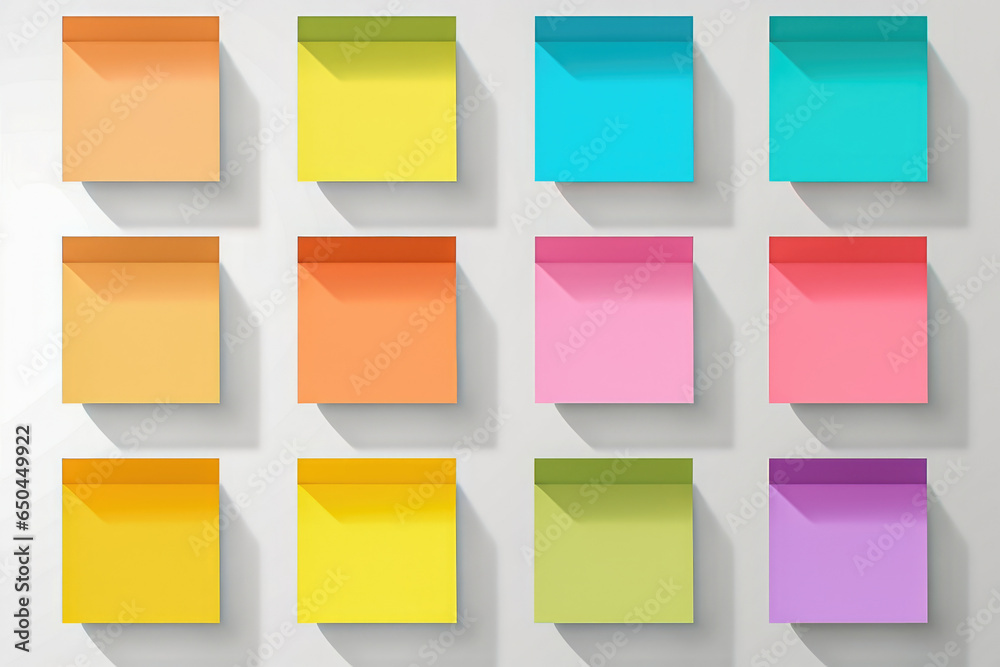 Multicolor empty sticky notes isolated on white background Multicolor empty sticky notes isolated on white background