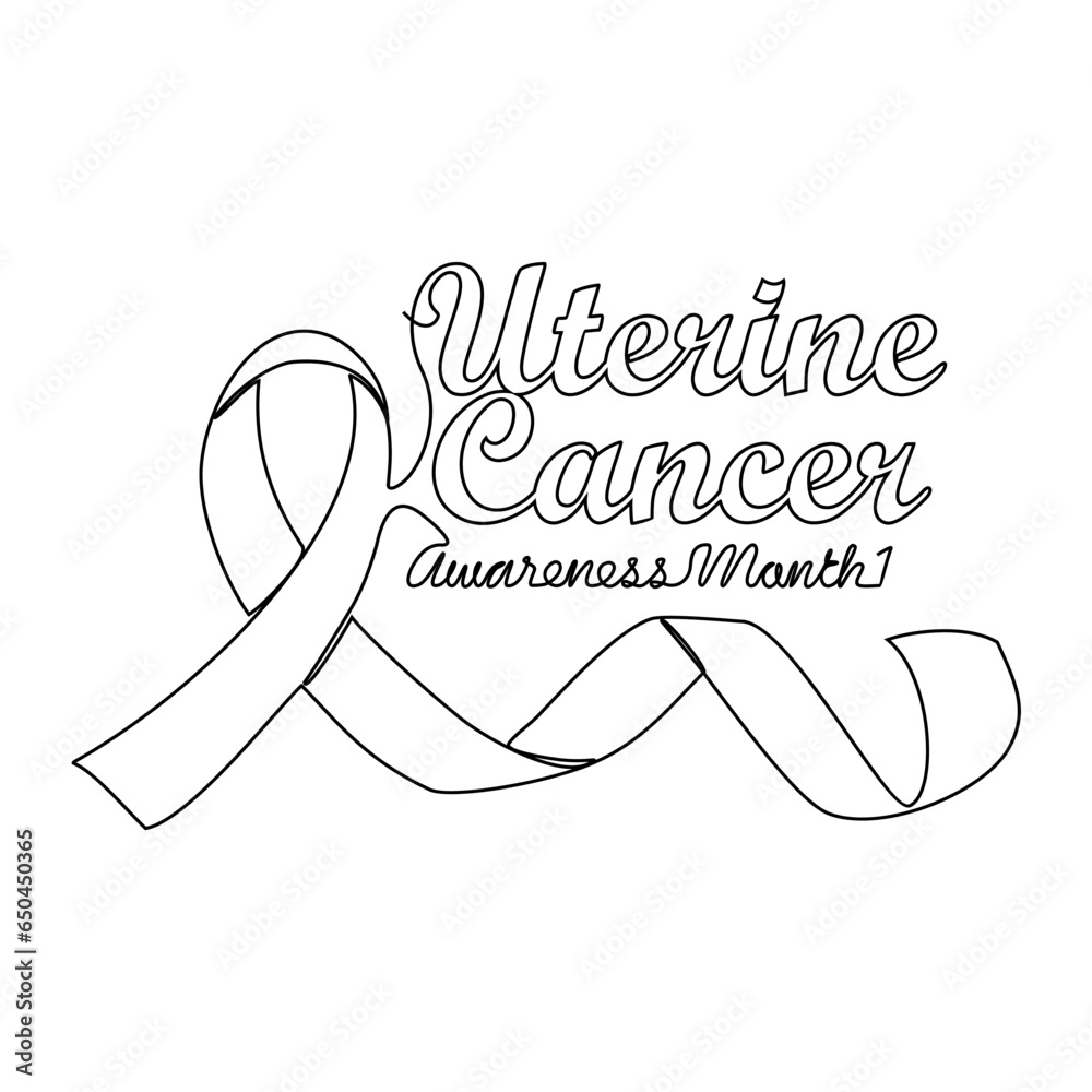 One continuous line drawing of uterine cancer awareness month with ...