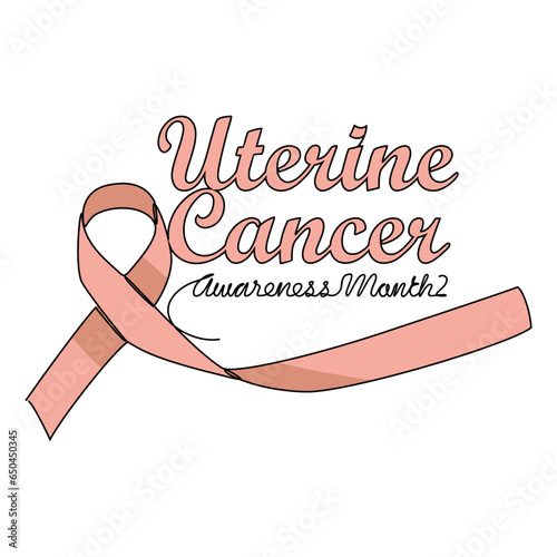 One continuous line drawing of uterine cancer awareness month with white background. Awareness ribbon design in simple linear style. healthcare and medical design concept vector illustration.