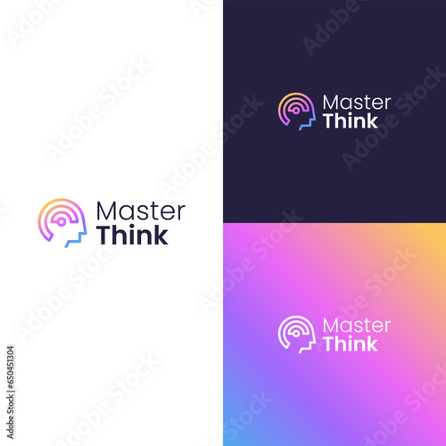Image of brain signals in the human head. Modern and minimal is very suitable for use as a source of thought logo.