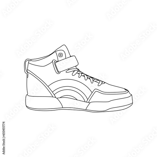 Basketball shoes in outline flat icon style. Sports design element vector illustration in trendy style. Editable graphic resources for many purposes.