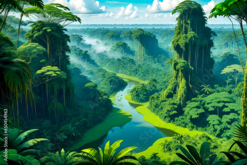 Fantastic view of Amazon rainforest. Generative AI