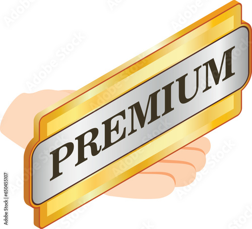 Premium quality icon isometric vector. Premium quality sign in human hand icon. Choice concept