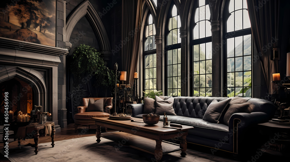 Masculine Living Room with a Medieval Vibe