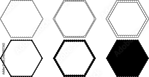 black white hexagonal scalloped frame