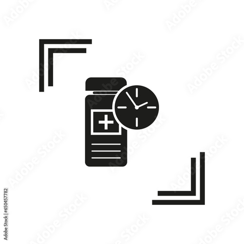 Time to take medication icon. Medication time alerticon. Vector illustration. EPS 10.