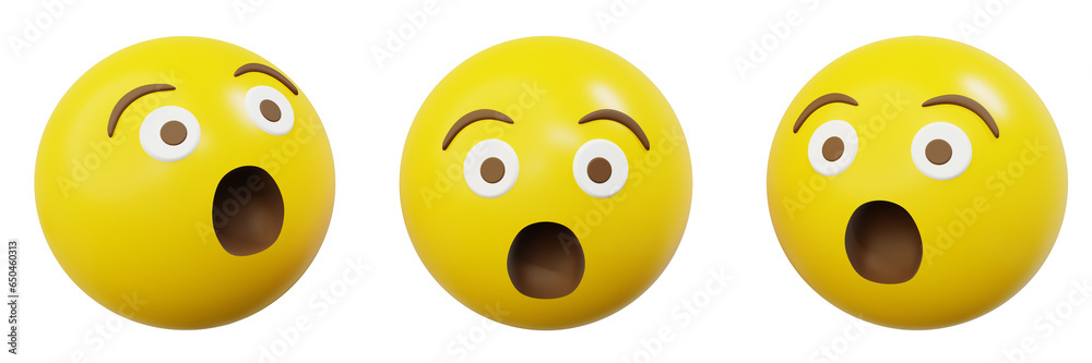 3d Emoticon or Smiley get surprised expression Yellow Ball 3d Emoticon or Smiley get surprised expression Yellow Ball