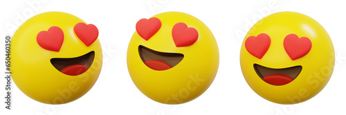 3d Emoticon or Smiley i'm in love or heart eyes Yellow Ball Emoji