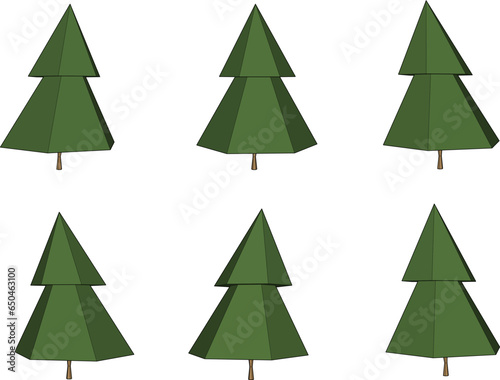 Vector sketch illustration of a low poly pine tree cartoon design for graphic completeness