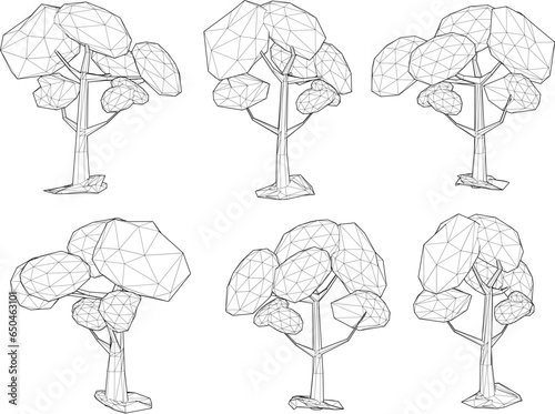 Vector sketch illustration of a low poly tree cartoon design for completeness of the image
