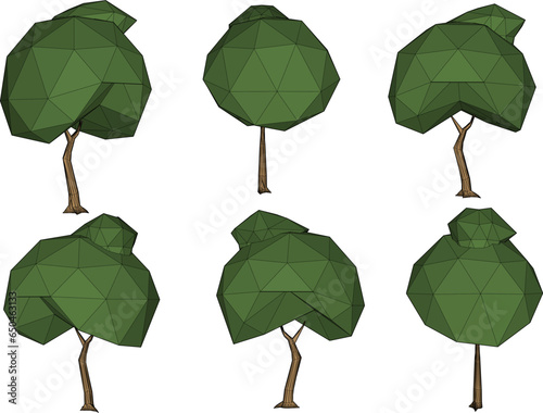 Vector sketch illustration of a low poly tree cartoon design for completeness of the image
