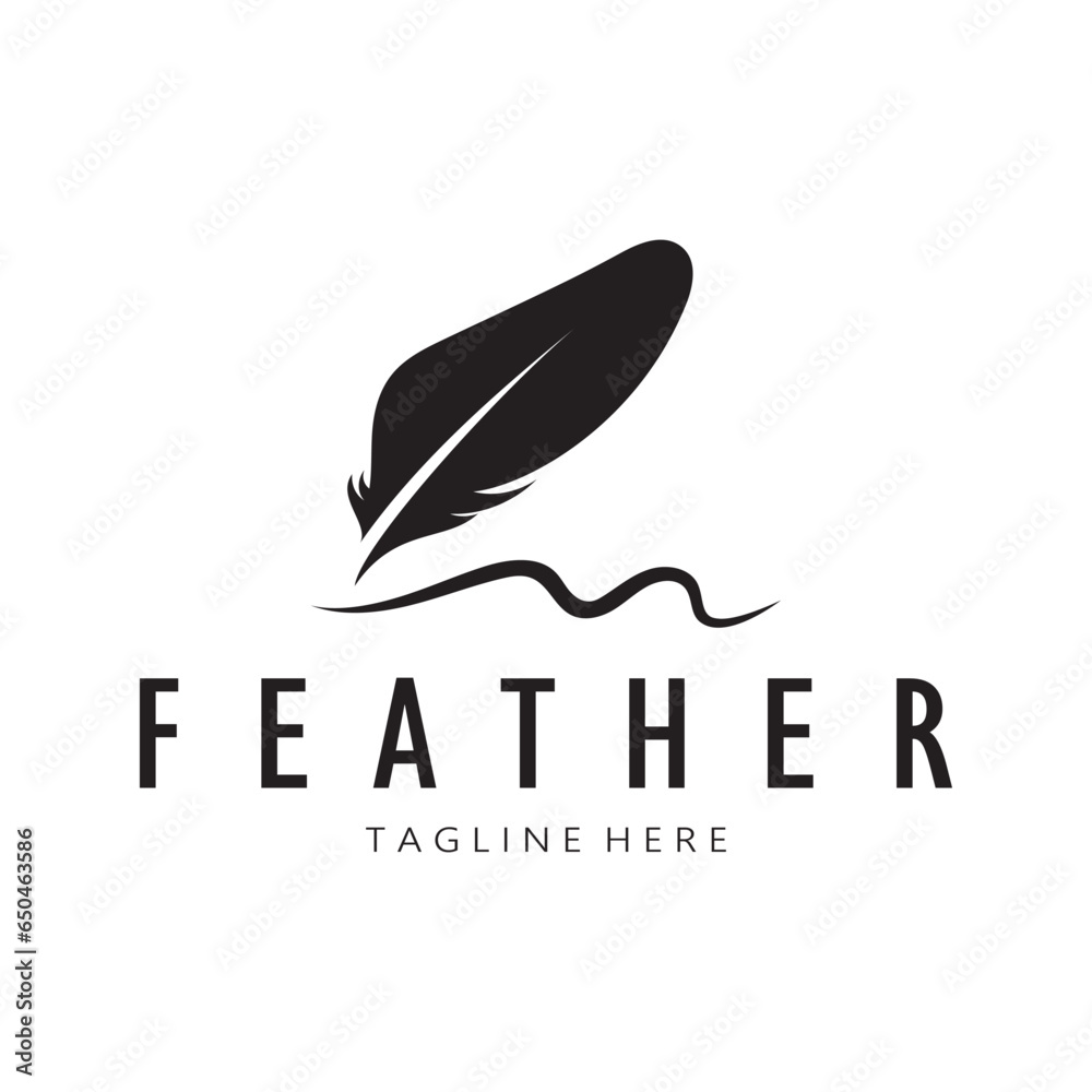 Feather logo, feather pen logo, law firm feather logo vector simple design Feather logo, feather pen logo, law firm feather logo vector simple design