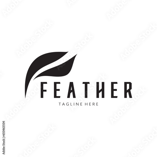 Feather logo, feather pen logo, law firm feather logo vector simple design