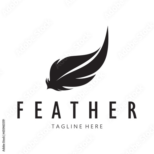 Feather logo, feather pen logo, law firm feather logo vector simple design