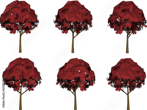 Vector sketch illustration of a low poly tree cartoon design for graphic completeness