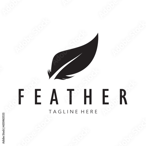 Feather logo, feather pen logo, law firm feather logo vector simple design