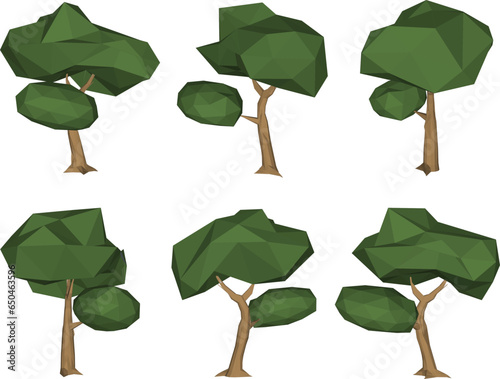 Vector sketch illustration of a low poly tree cartoon design for graphic completeness
