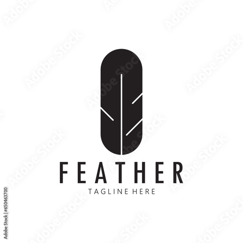 Feather logo, feather pen logo, law firm feather logo vector simple design